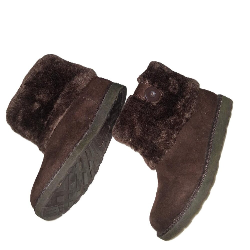 Arizona Brown Faux Suede Ankle Boots w/ Faux Fur Cuff | Women’s 7M - Picture 2 of 12